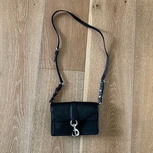 Rebecca Minkoff Hudson Moto Saffiano Leather Crossbody Bag, Black